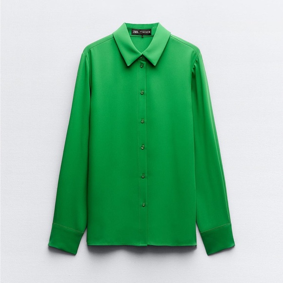 Zara crepe shirt, emerald green - Picture 5 of 13
